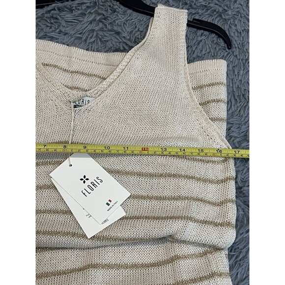 Floris Made in Italy Crochet dress ivory Gold Metallic Stripe M/L NWT #2319 - Picture 10 of 10